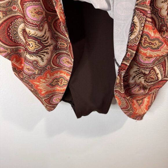 It Figures Swimsuit One Piece 22W Slimming Lined Orange Red Paisley Boho - Picture 4 of 10